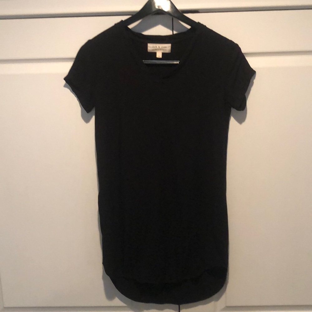 cloth & stone black Basic V-Neck T-shirt Dress